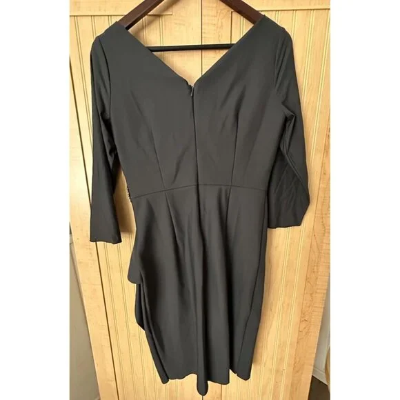 Alex Evenings Scuba Sheath Light Compression Dress 3/4 Sleeve Size 8  Charcoal